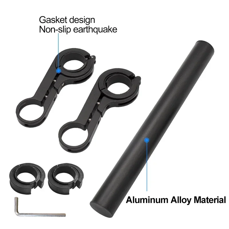 Bicycle Handlebar Extender 20cm Bicycle Handlebar Extended Bracket Bike Mount Bar Computer Holder Support Rack Alloy Stand Double Frame Bicycle Clip
