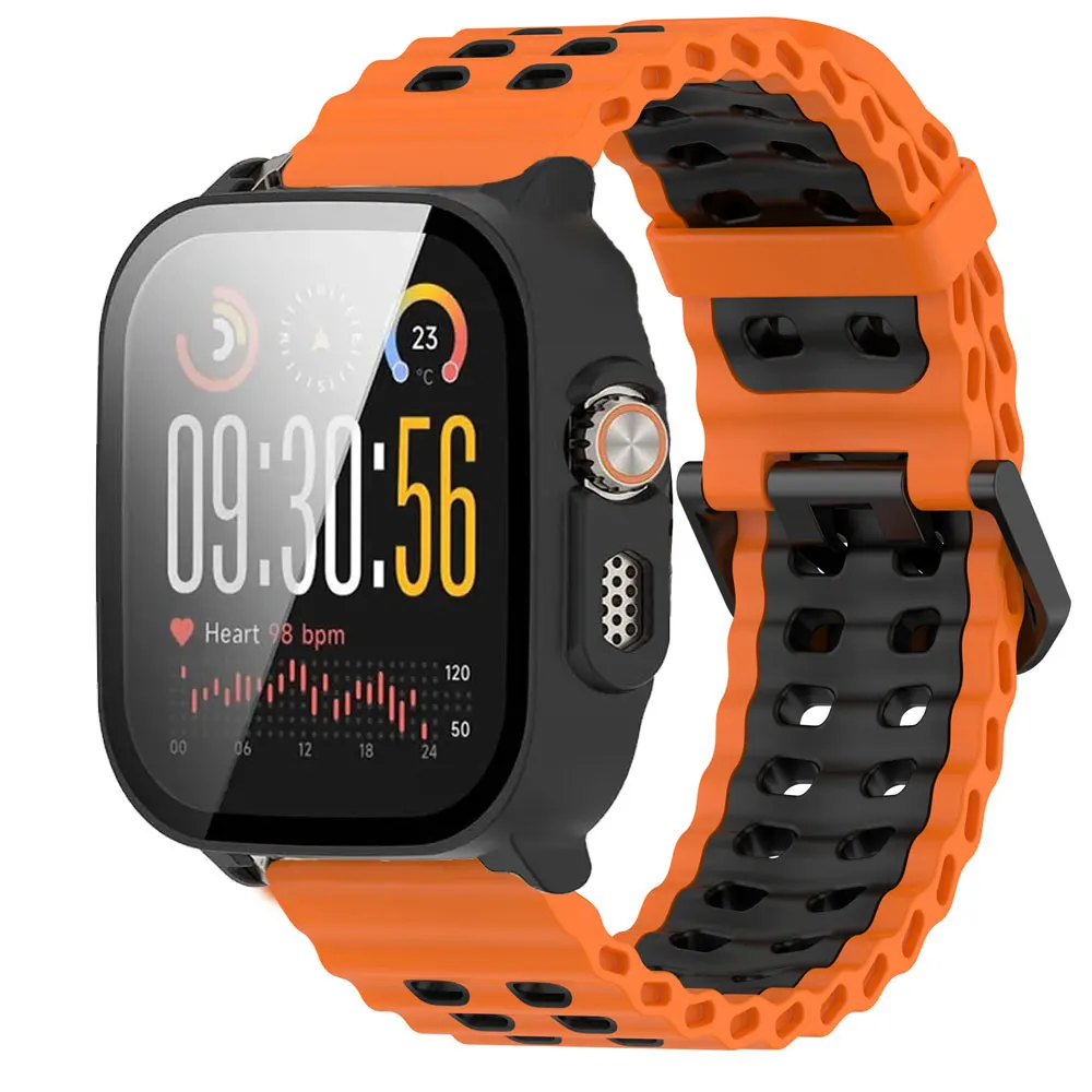 2pcs Silicone Band and Protective Case Set for Smartwatch - Screen Guard and Wristband Accessories