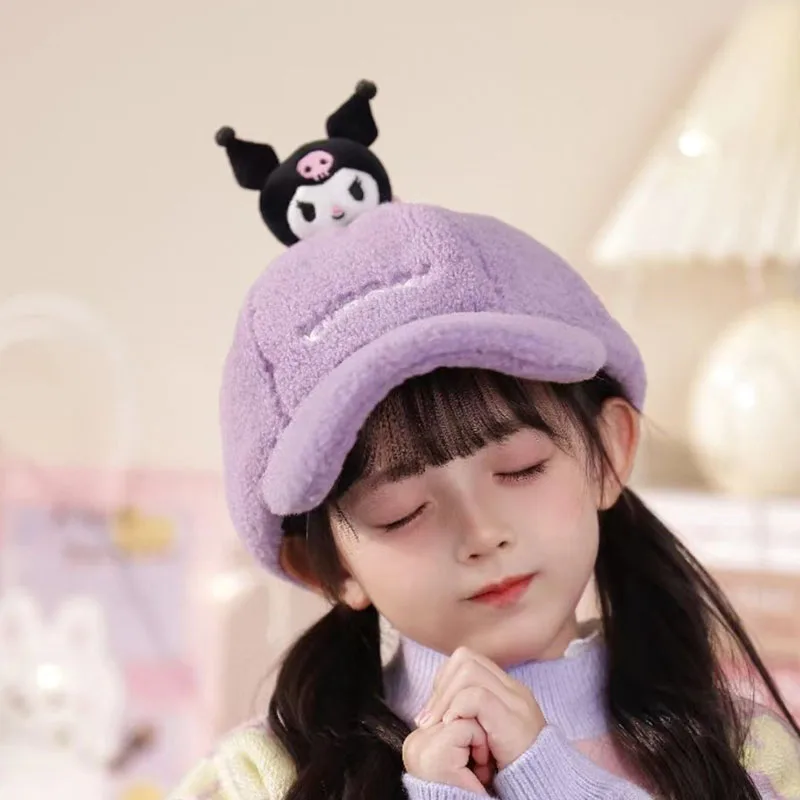 

Sanrio Kuromi Mymelody Cinnamoroll Children Baseball Cap Kawaii Anime Cartoon Winter Warm Comfortable Soft Cute Plush Hat Gift
