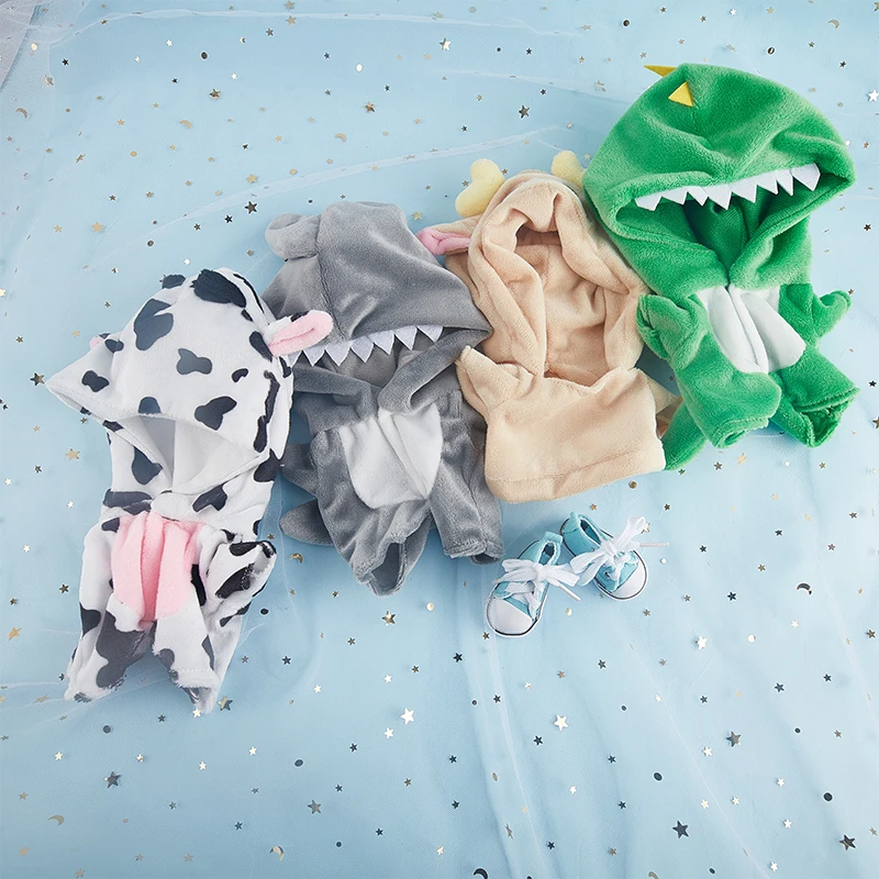 New Dinosaur Onesie Pants 20cm Idol Dolls Accessories Plush Doll's Clothing Sweater Stuffed Toy Dolls Outfit for Korea Dolls