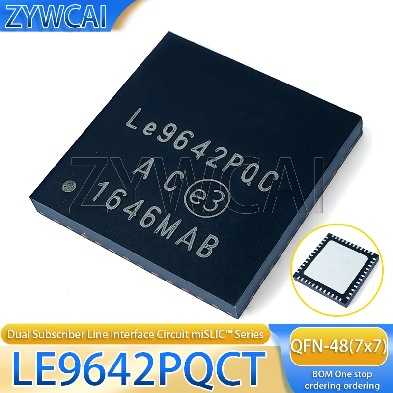 2PCS LE9642PQCT QFN-48(7x7) Code Le9642PQC Dual Subscriber Line Interface Circuit miSLIC ™ Telekommunikationsschnittstellen-IC der Serie