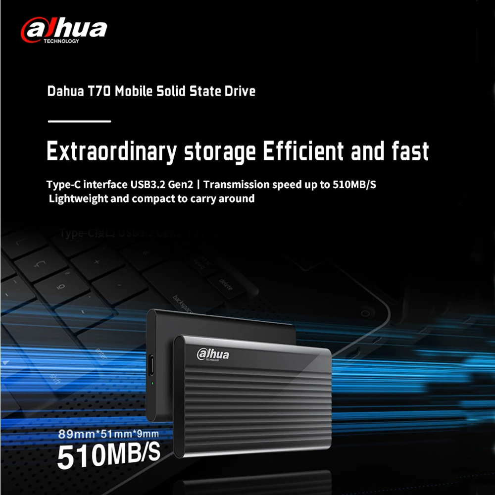 Dahua T70 PSSD 500GB 1 ׶Ʈ ޴ SSD USB3.2 Gen2 -C ̽ ܺ ָ Ʈ ̺ ϵ ũ б ӵ ִ 510 ްƮ/