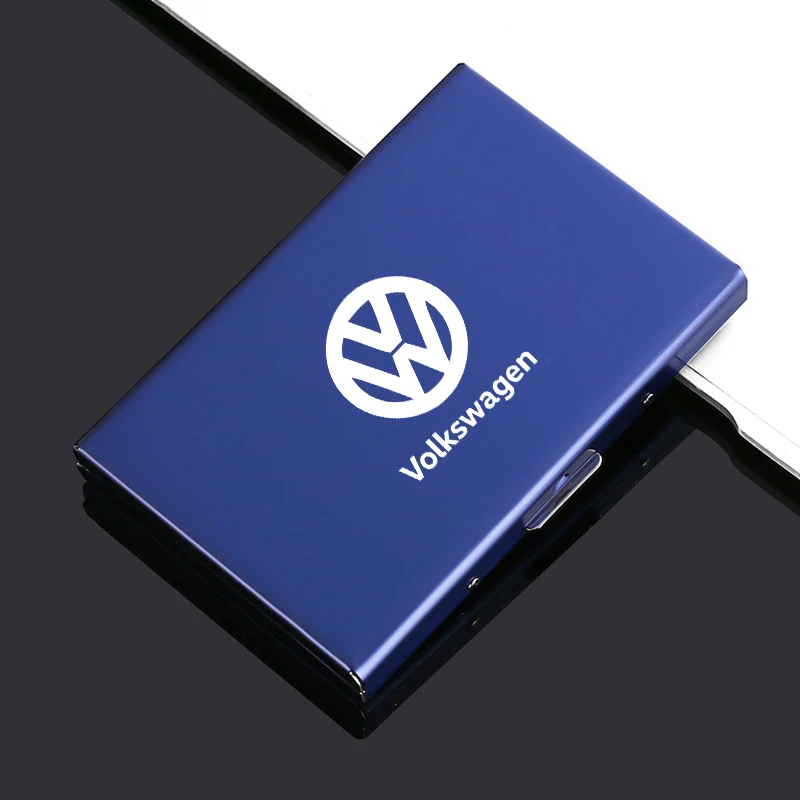 1PC Car Emblems Card Holder Stainless Metal Steel Credit Wallet Money Bag For Volkswagen VW Passat Golf Tiguan Polo Scirocco GTD