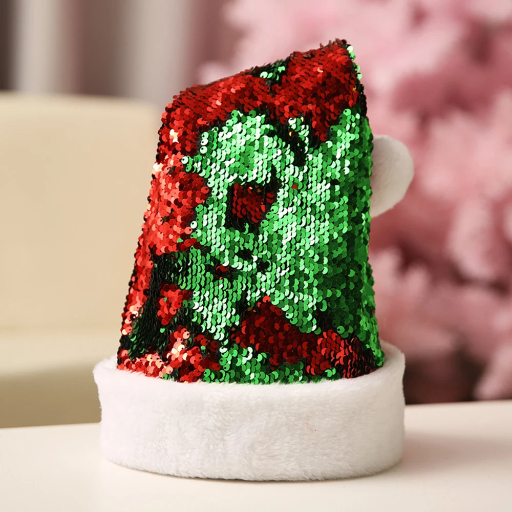 Cappello di Babbo Natale in Tessuto Natalizio Rosso e Verde