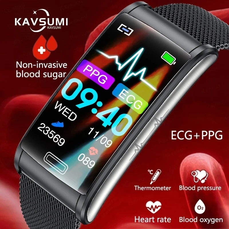 2023 New Blood Glucose Monitor Smart Health Bracelet ECG+PPG Blood