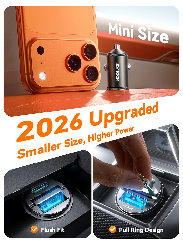 조이룸 125W 풀링 카차저 USB 타입-C 듀얼 고속 포트 고속 충전 미니 차량용 휴대폰 충전기 어댑터 차량용 액세서리 PD QC