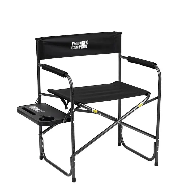 Chaise pliante pêche confortable Outdoor Camping avec dossier renforcé Oxford noir