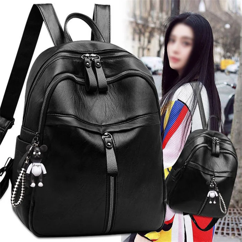 

New Fashion Woman Backpack High Quality Youth PU Leather Backpacks Large Capacity Travel Waterproof Student Mommy Girl Bag