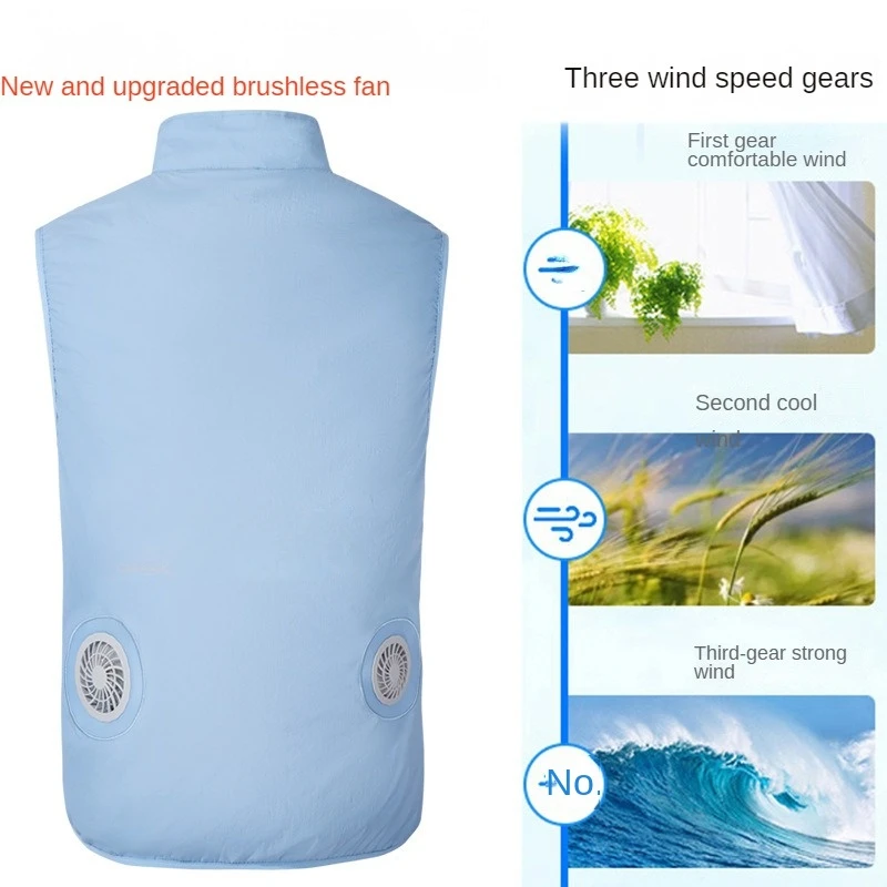 New Summer Men's Ice Vest Fan Air Conditioning Clothes Cool Vest Sport USB Charging Cooling Vest Worker Outdoor Camping Fishing
