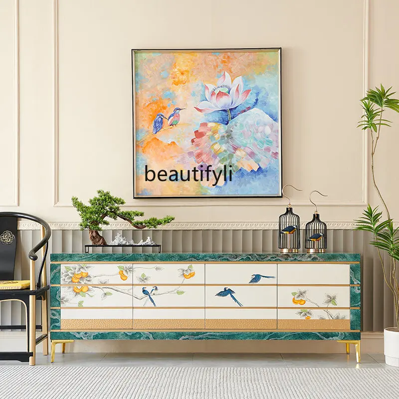 

Modern Light Luxury French Cream Style New Chinese Original Painted Living Room High-End Floor TV Stand cabinet furniture