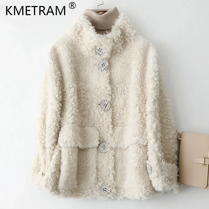 

100% Wool Coats and Jackets Women Winter Autumn Elegant Sheep Shearing Jacket Composite Short Fur Coat Kurtka Zimowa Damska