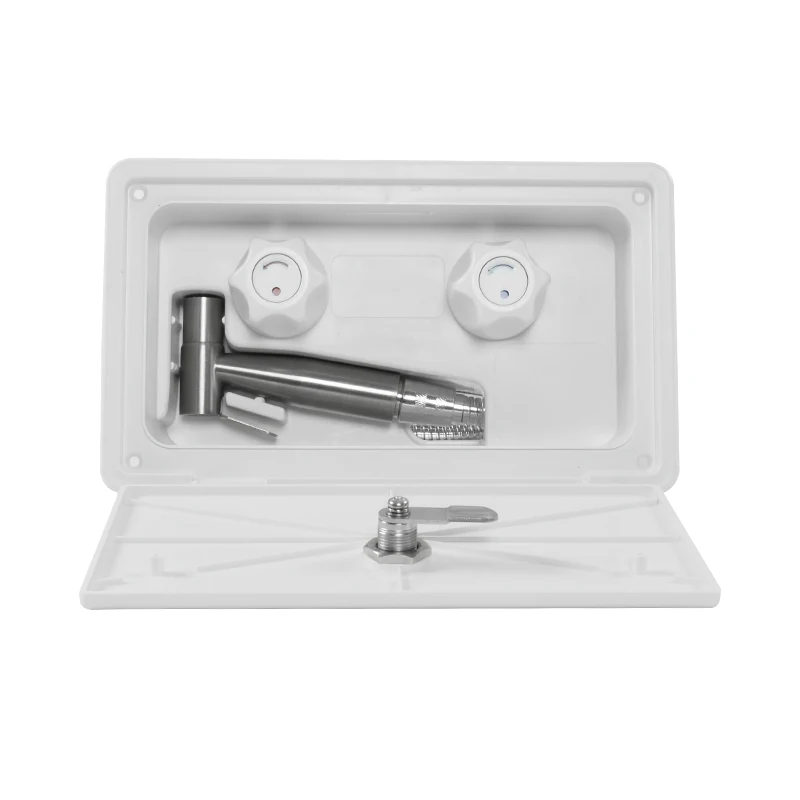 RV Caravan Exterior Shower Box Kit Lock 1.5M Metal water pipe Water saving nozzle Camping Camper accessories rv shower