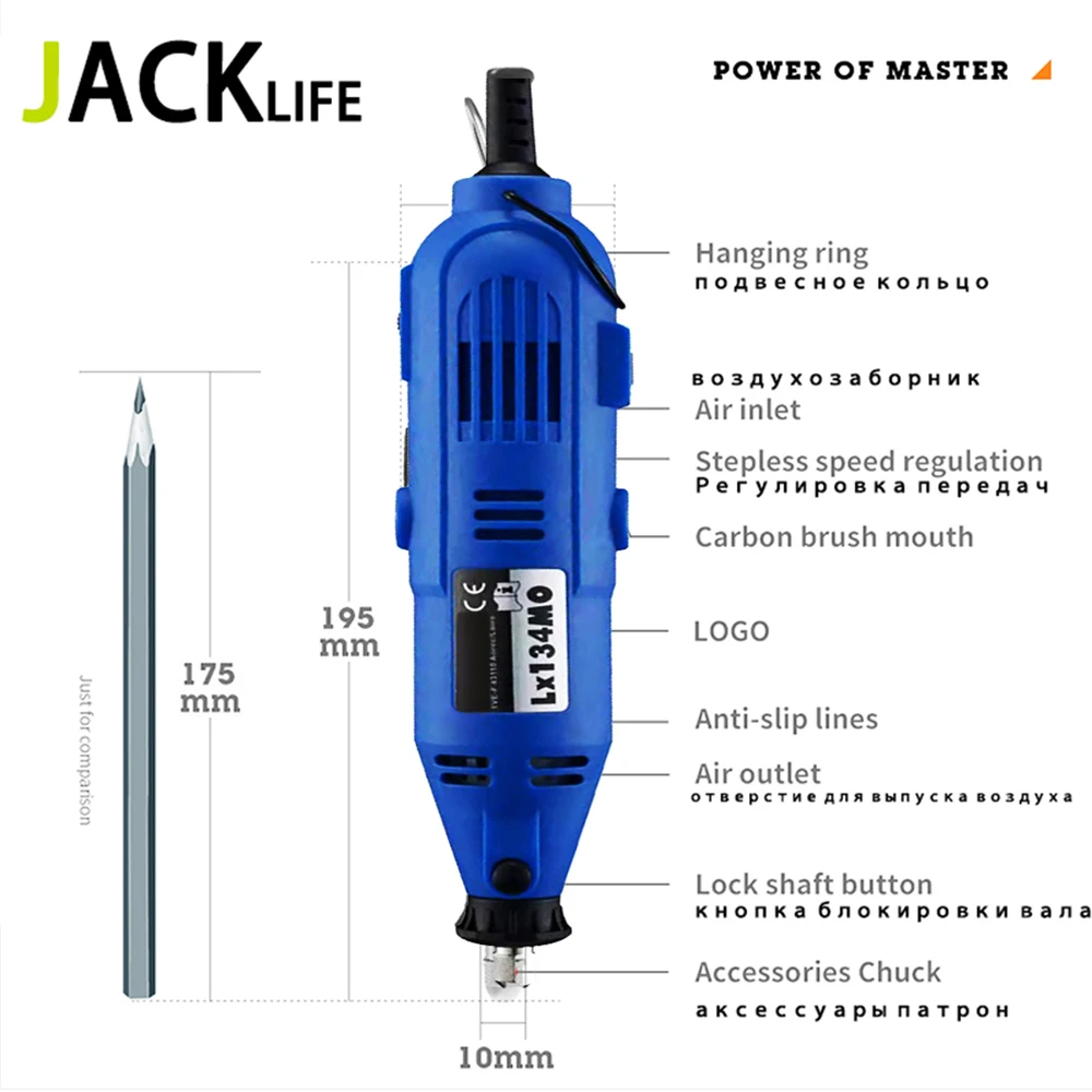 JANGKLIFE 110V 220V Mini Electric Drill Grinder Engraver Polisher with Rotary Tools Set - Image 2