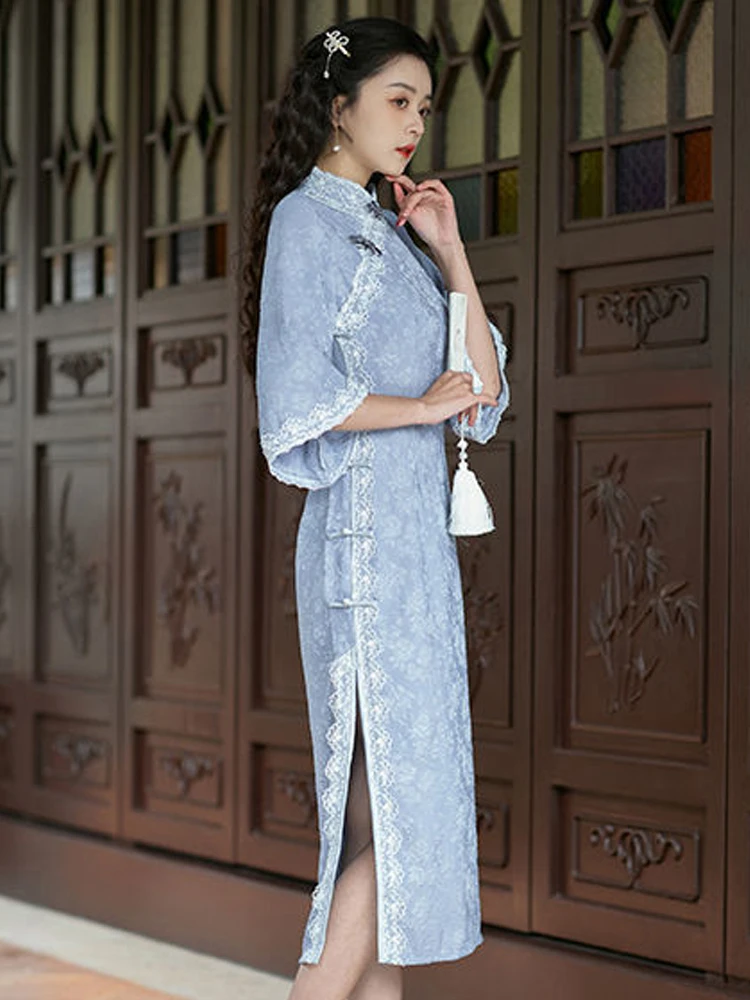  ġ Cheongsam ߱ ü Ÿ Qipao ̺ 巹  ڽ Hanfu Cheongsams 巹 Ƿ
