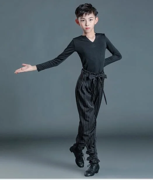 

1set/lot children Latin costume children Latin Shirt suit and striped pants latin dance competition clothes