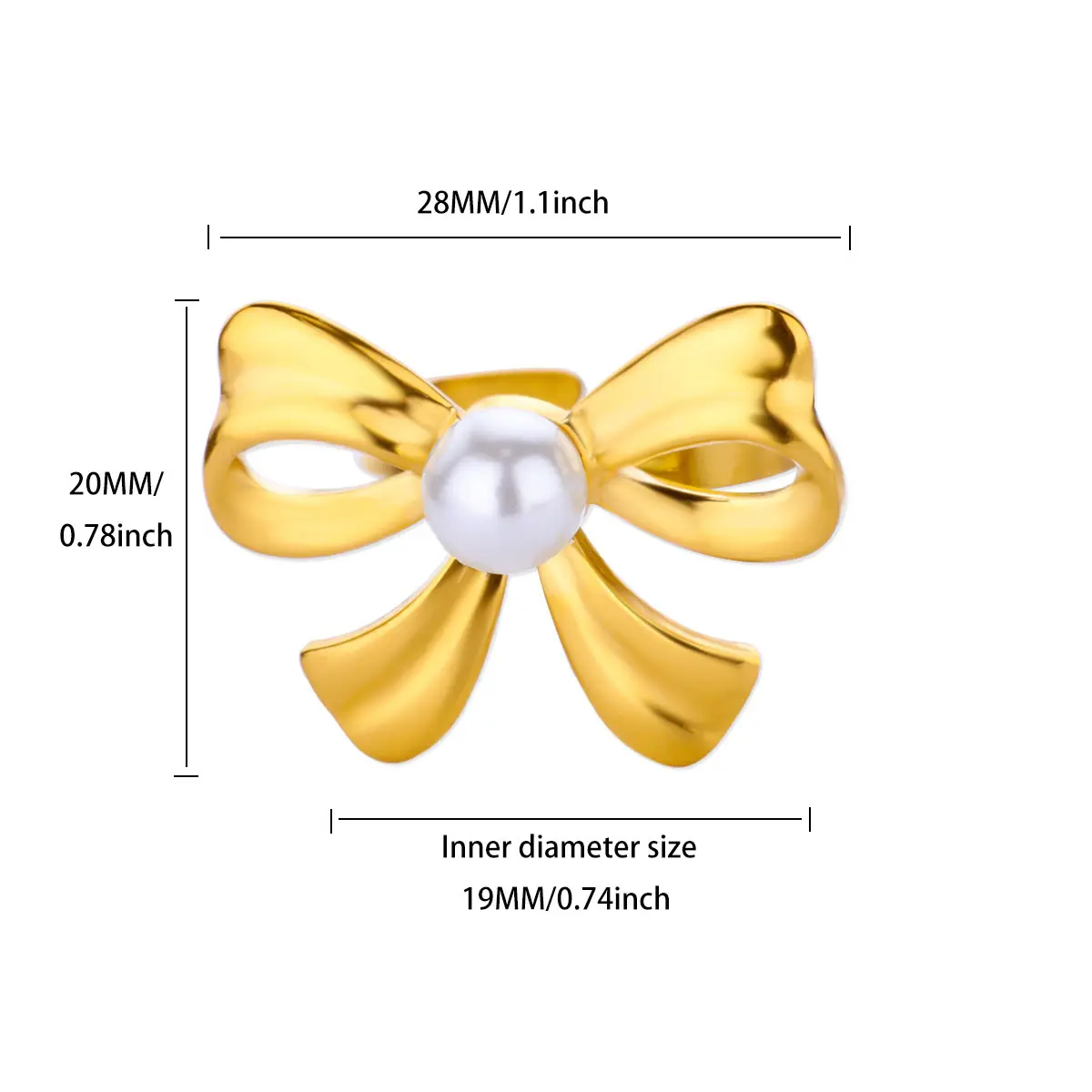 Stainless Steel Bow Rings for Women