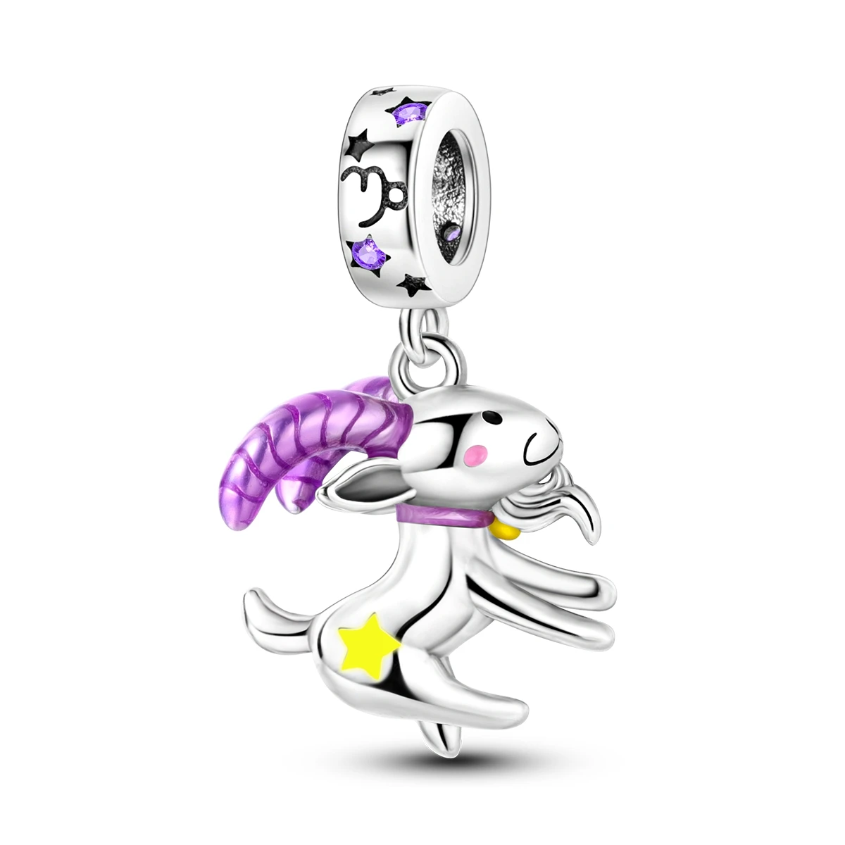 Versilberte lila Charms, Blumen-Schmetterlings-Charm-Perlen, passend für Original-Armbänder, DIY-Anhänger – Detail 5