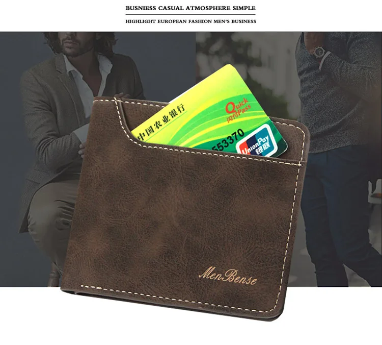 Neue Männer Kurze Brieftaschen Retro Einfache Karte Halter Männlichen Geldbörse Hohe Qualität PU Leder Foto Halter Mode Lässig männer brieftasche – Detail 10