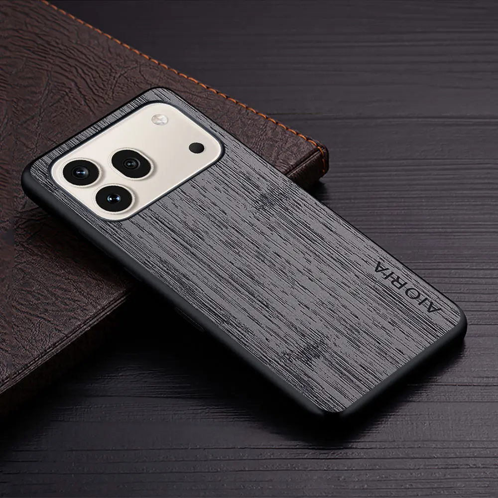 Luxury Bamboo Wood Pattern Leather Phone Case - Elegant Cover