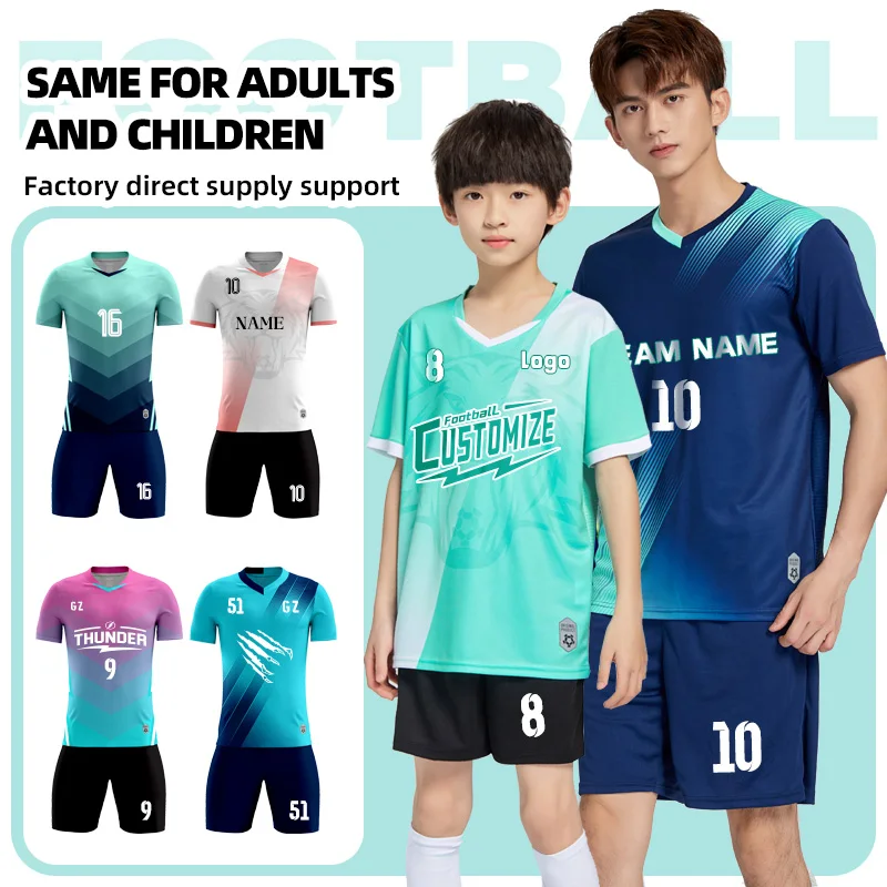 

New Adult and Kids Futsal Sportswear Kits Training Tracksuit Football Jerseys Soccer Uniforms Athlete Training Shirts customized