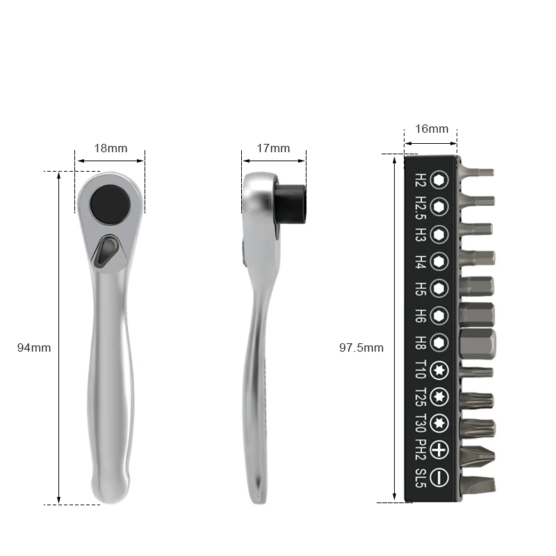 Description Picture 3 of itemRIDERACE Bike Allen Key Spanner Single-Ended Torque Ratchet Wrench Spanner 1/4 Inch Screwdriver Set Bicycle Hand Repair Tools