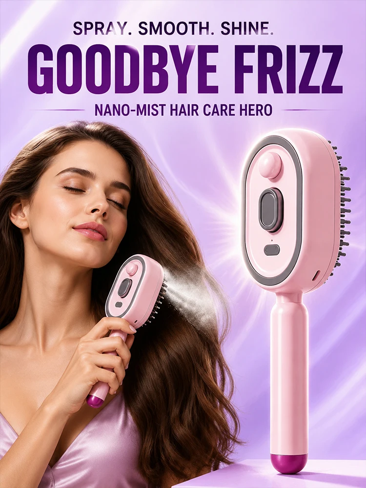 Spray Massage Comb Electric Hair Brush with Mist Function Rechargeable Scalp Massager Detangling Brush for Women