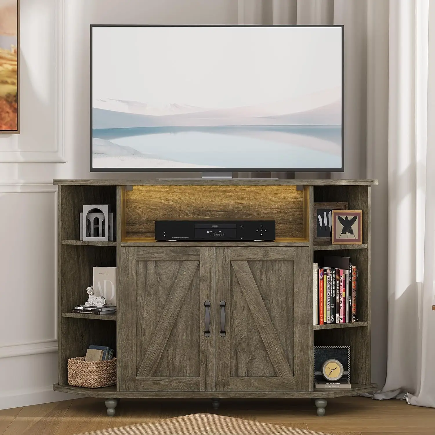 Farmhouse Corner TV Stand 8