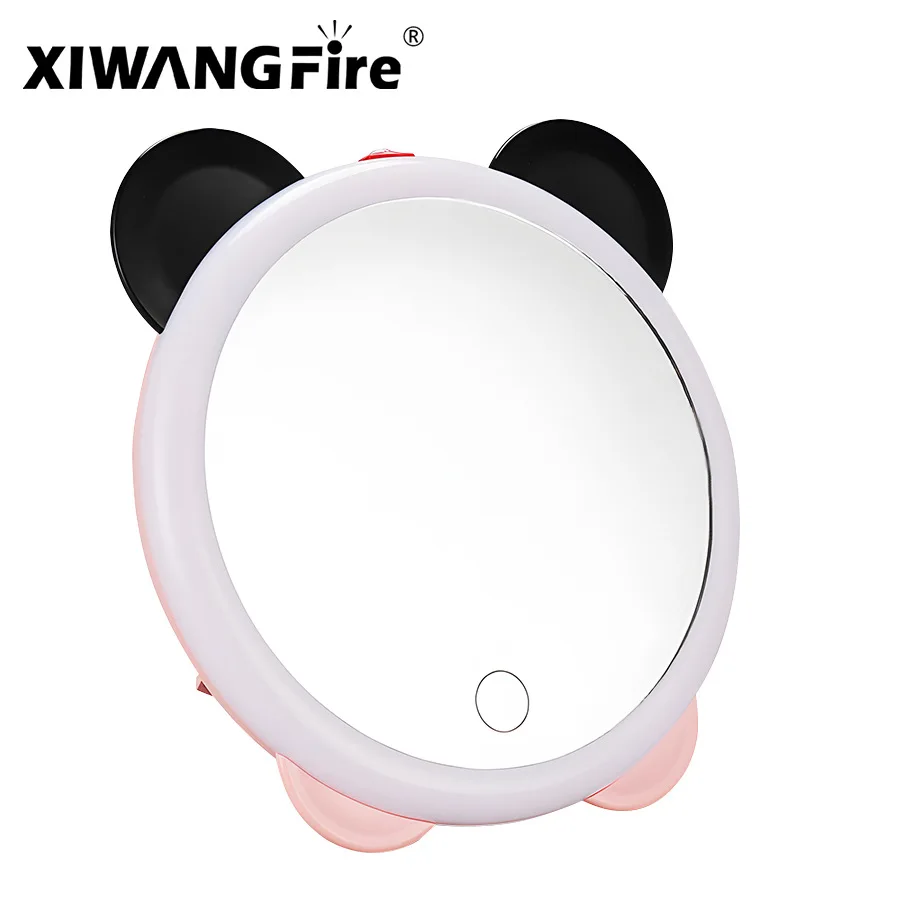 3 Colors Lighting Modes Led Cosmetic Mirror Bedroom Cartoon Shape Makeup Mirror Intelligent Touch Screen Dimming Cosmetic