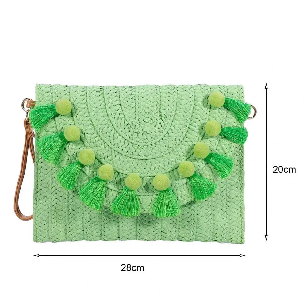 Handbag Straw Shoulder Bag Beach Handmade Bag Large Capacity Bag Woven Envelope Wallet with Adjustable Shoulder Strap Clutches