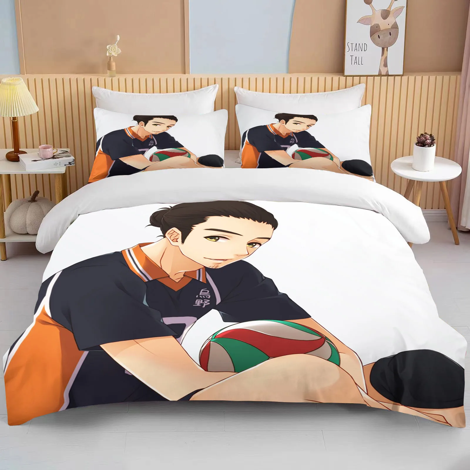 Zhongkaihua Haikyuu Hinata Shoyo Tobio Kageyama Juego De Tres Piezas Con  Fundas De Almohada, Juego De Funda De Edredu00f3n Doble Para Dormitorio, 