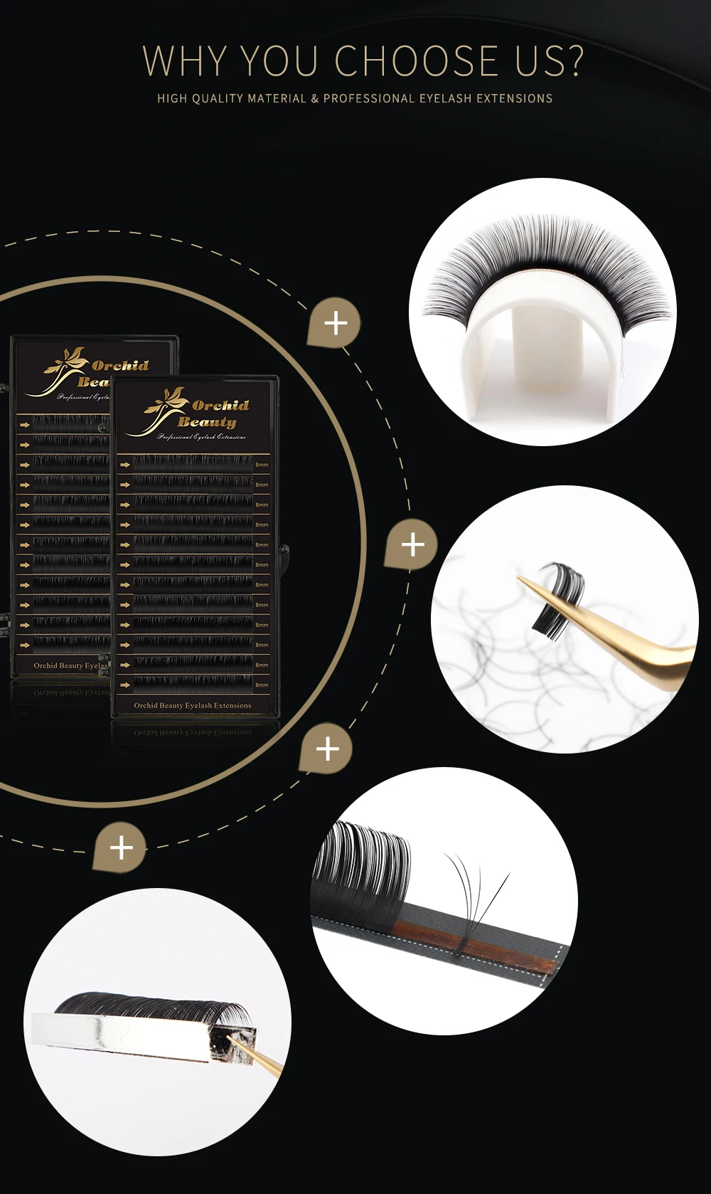 Description Picture 5 of itemOrchid Beauty Dark Black Color False Eyelash Eyelash Extensions Premium Mink Lashes Mega Volume Eyelashes