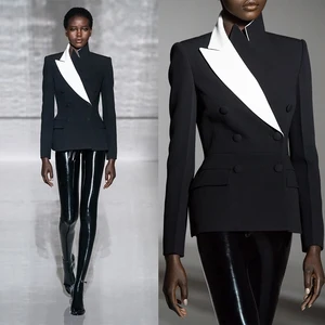 Дизайнерские женские блестящие черные и белые блестящие женские смокинги, облегающая куртка, только одна штука