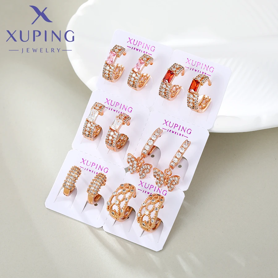 Xuping Jewelry New Arrival Fashion Gold Color Hoop Earrings Group for Women Girl Party Gift R550 4