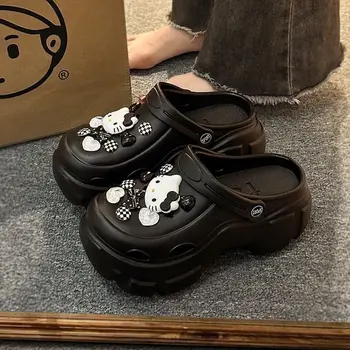 산리오 헬로 키티 애니메이션 크록스 일본 카와이 슬리퍼, 미끄럼 방지 비치 패턴, 통기성 만화 가벼운 고무, 달콤한 야외 23