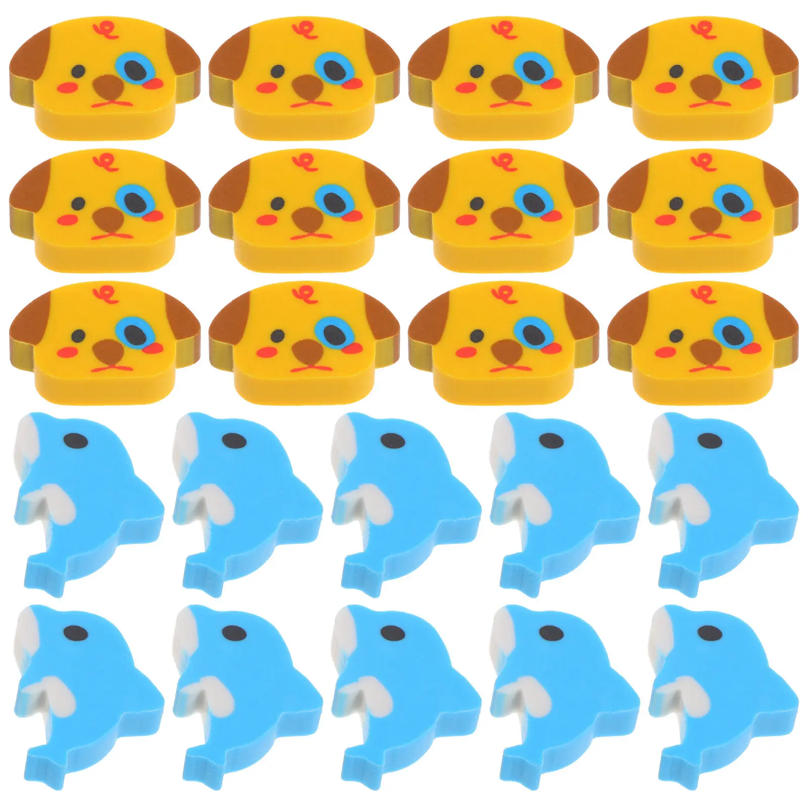 100Pcs 미니 동물 개 작은 지우개 어린이를위한 귀여운 지우개 교실 학교 용품 대량 파티 휴일 세트 미니 지우개