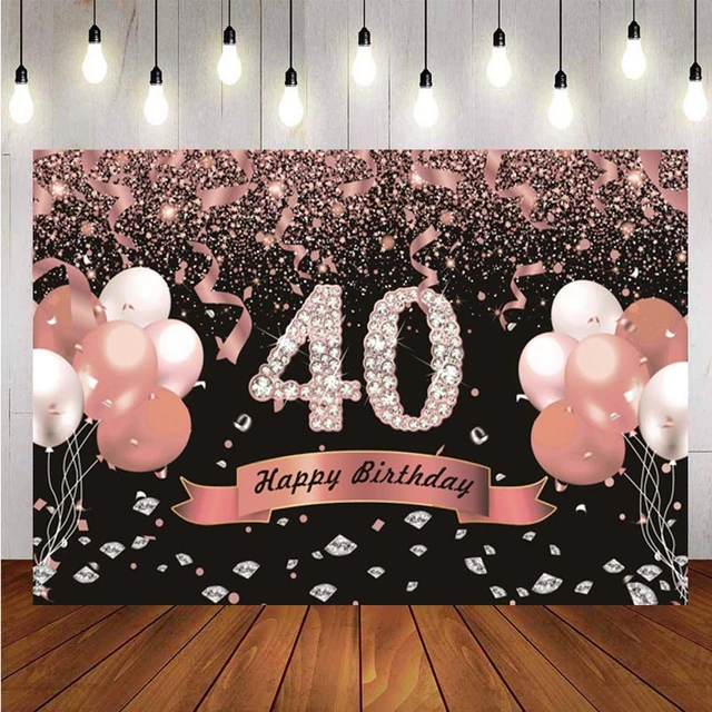 Pancarta de fondo de feliz 40 cumpleaños para hombre y mujer, cortina de  puerta de globo, 40 años, aniversario 40, decoración de fiesta de cumpleaños  - AliExpress