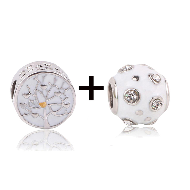 New Design White Heart Charm Beads Pendant Fit European Style Brand Bracelets Necklaces For Women Jewelry Making