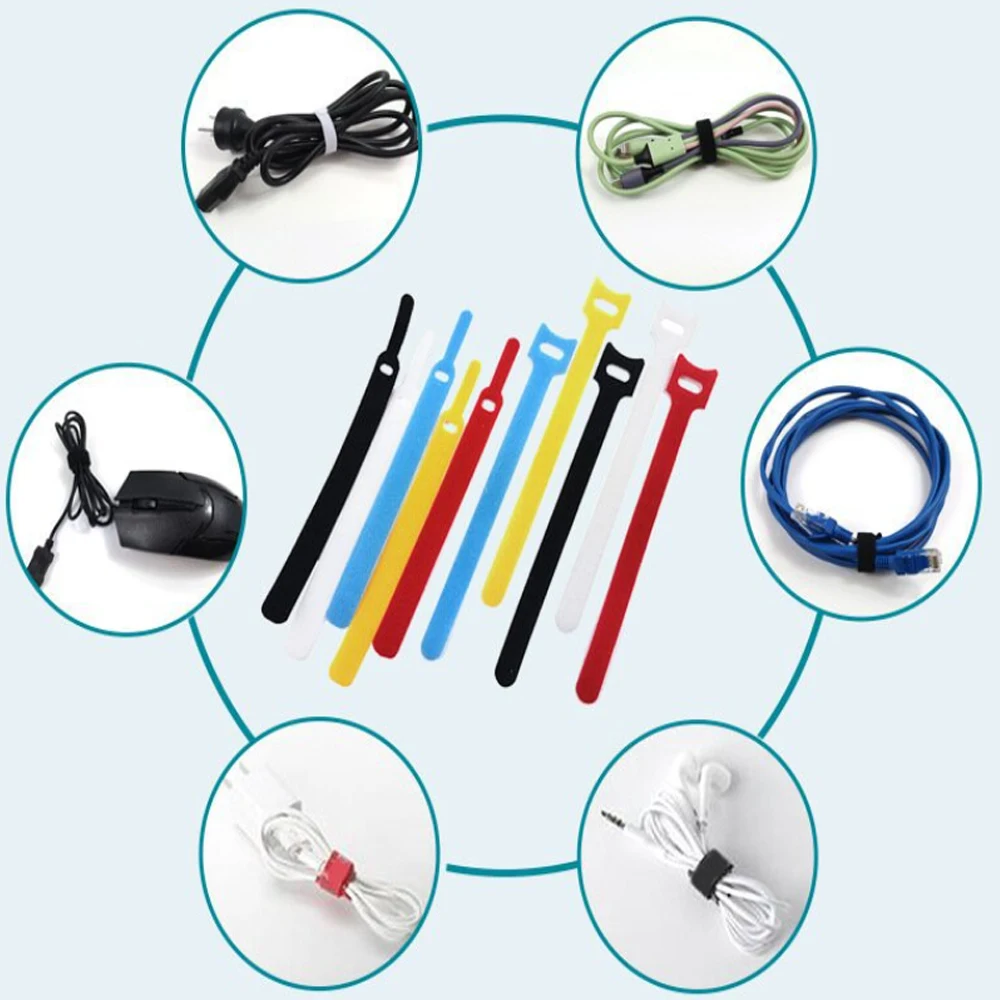 Cable Ties Releasable Wire Organizer Black 15 20 25 30cm Nylon