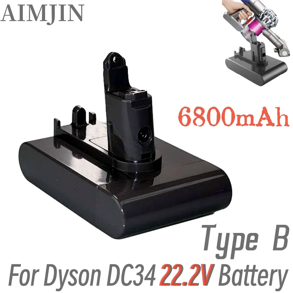 Dc34 Batteria Di Tipo B 22.2V 6800Mah Batteria Per Vuoto Agli Ioni Di Litio Per Dyson Dc35 Dc45 Dc31B Dc31 Dc44 Animal Dc56 Dc57 (Solo Misura Tipo B)