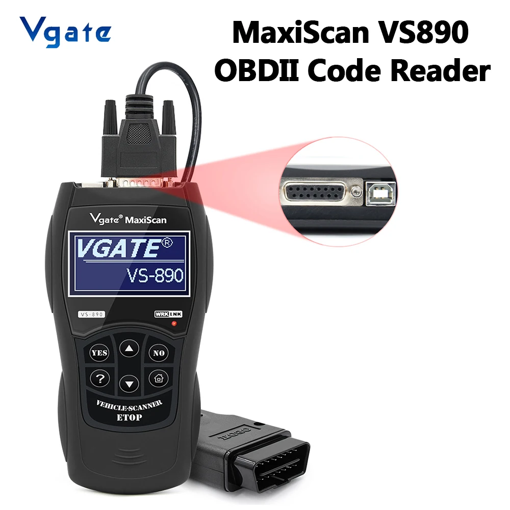 O2 Pt2 Reader Vgate MaxiScan VS890 OBD2 Code Reader O2 Monitor Test OBDII Car ...