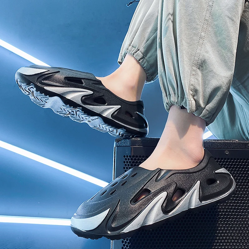 Summer Mens Casual Shoes Hollow Hole Shoes Platform Sandals Sports Slippers