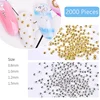 2 Packs Approx 2000pcs Gold Silver Mini Caviar Beads 0.8mm/1mm/1.2mm/1.5mm Half Round Metal Nail Studs Nail Art Decorations 1