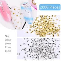 2 Packs Approx 2000pcs Gold Silver Mini Caviar Beads 0.8mm/1mm/1.2mm/1.5mm Half Round Metal Nail Studs Nail Art Decorations 1