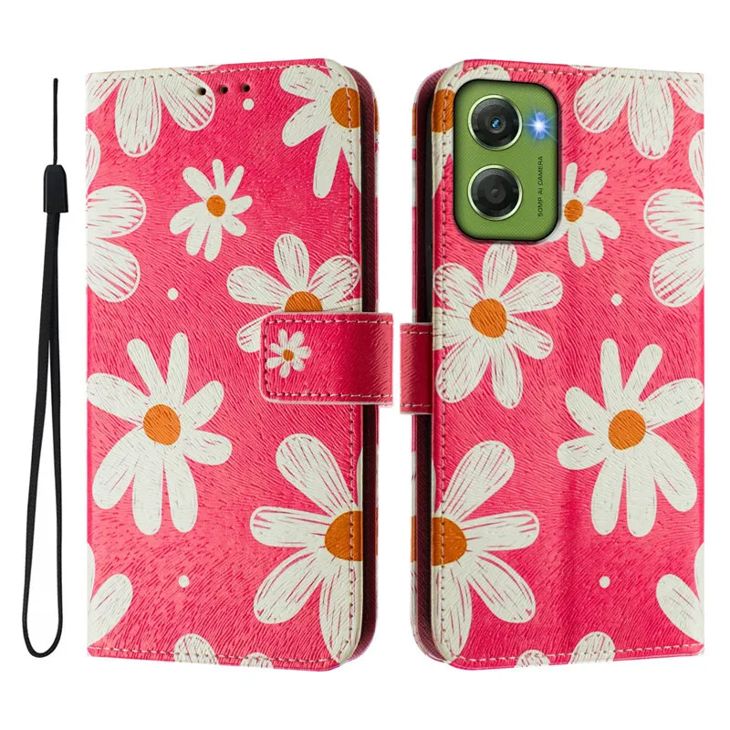 Vintage Floral Leather Wallet Case with Magnetic Flip Cover