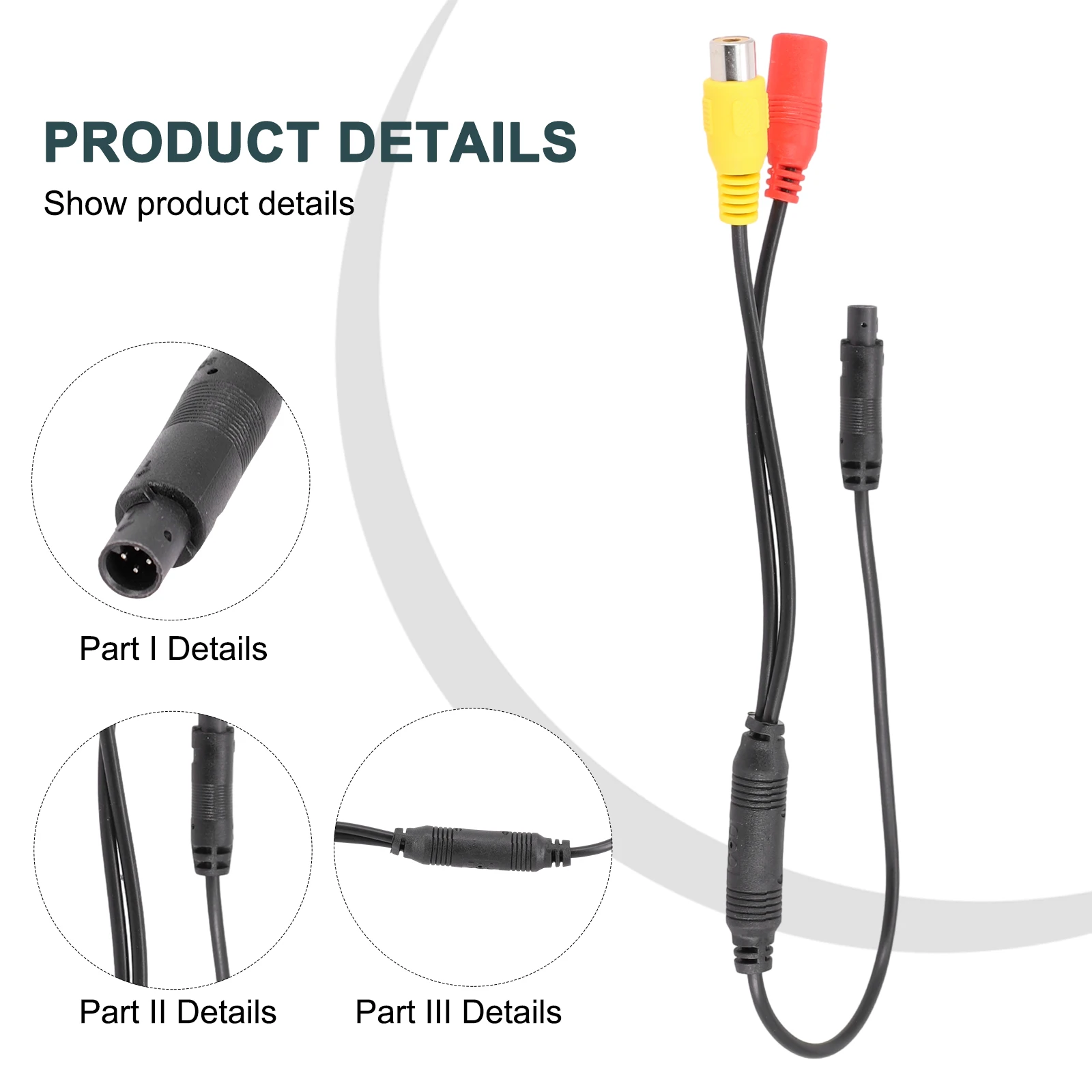 

1x 4Pin Male Head Backup Reverse Camera Car Universal To CVBS RCA Female Connector Signals Power Adapter Harness Accessories