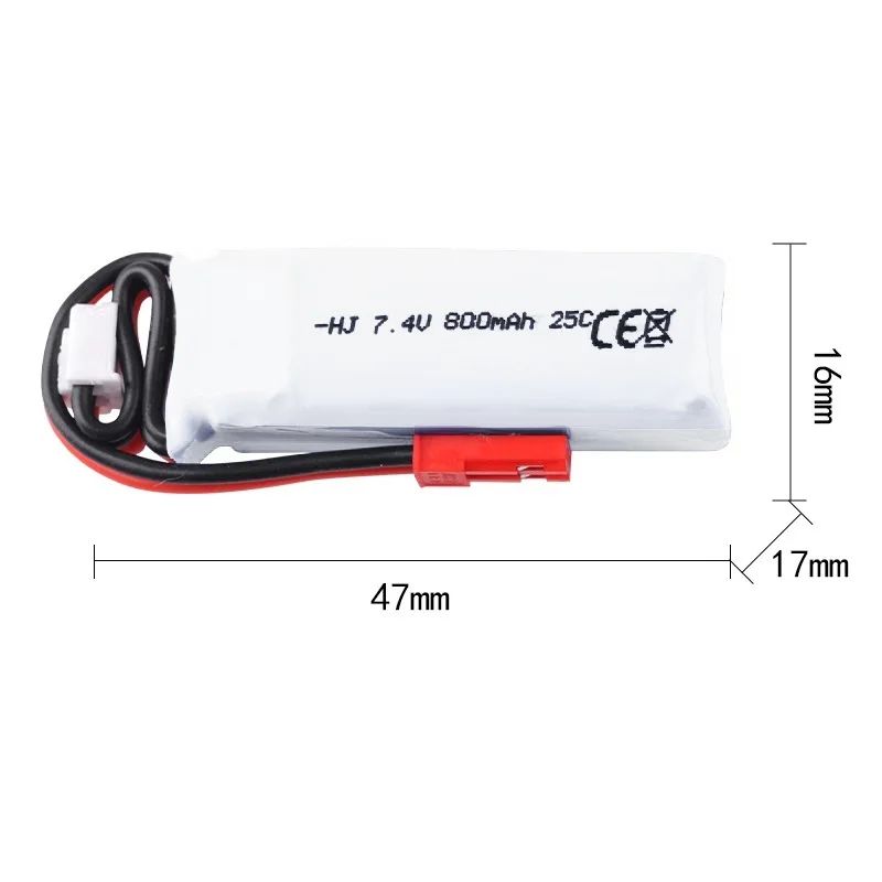 7.4V 800mAh 25C Lipo Battery For  WLtoys K989 RC Car K969 K979 K999 P929 P939 Toy Cars Spare Parts 7.4V Batteries JST Connector 3