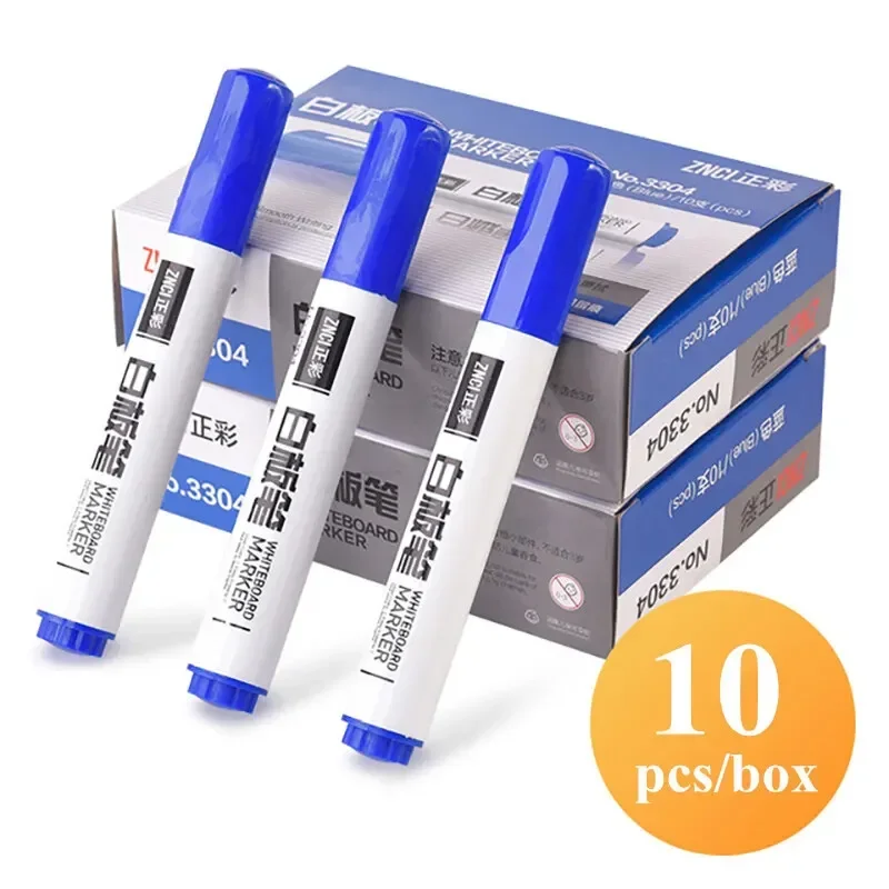 Erasable Whiteboard Pen Set - 10-Pack Thick Tip Markers, Red/Blue/Black