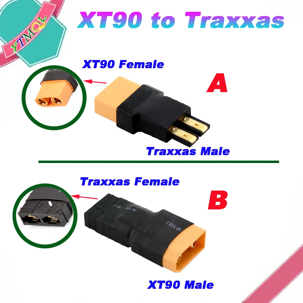 1PcsXT90toTraxxasFemaleMaleConnectorsBananaPlugRCLipoBattery