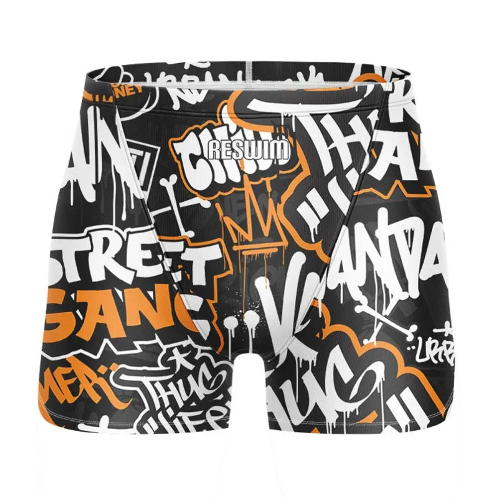 New Men's Swimming Trunks Athletic Training Swim Jammer Swimsuit Shorts Pool Quick Dry Lycra Swimwear Surf Beach Tights Pants
