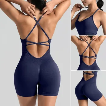 Women’s Seamless Yoga Shorts Jumpsuit Bodysuit 1